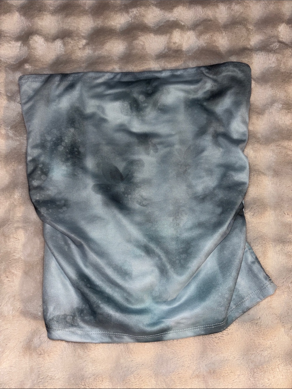 Women’s Satin-Look Strapless Crop Top in Slate Blue